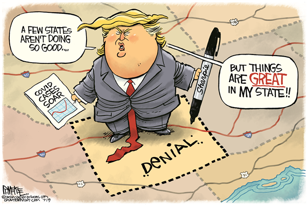 Trump Covid Denial by Rick McKee, CagleCartoons.com